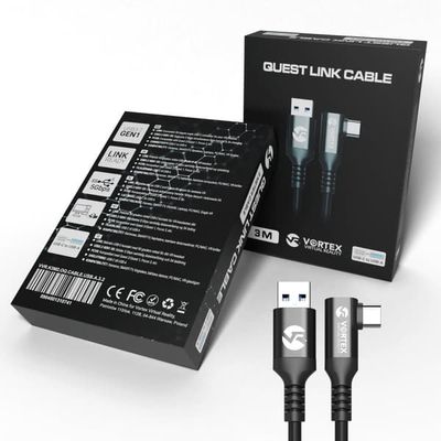 3 metrin kaapeli VortexVR USB-A:sta Meta Quest Linkiin | Quest 3S:ään ja Quest 3:een ja Quest 2:een