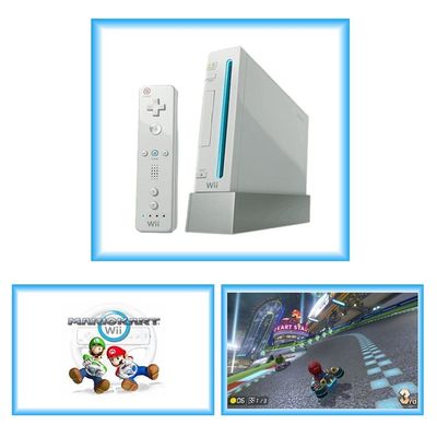 Nintendo wii+mario kart game+(begagnad, bra skick)