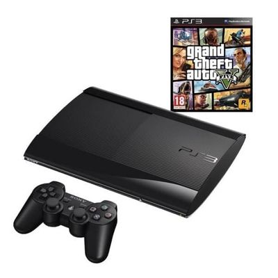 ps3 ultra slim 500Go + gta v (begagnad, bra skick )
