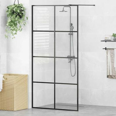 Duschvägg i klart ESG-glas - Modern duschpartition | Storlek: 100x195 cm | Färg: Svart