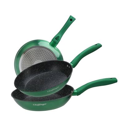 Sett med stekepanner - 3 stk - non stick - grønn