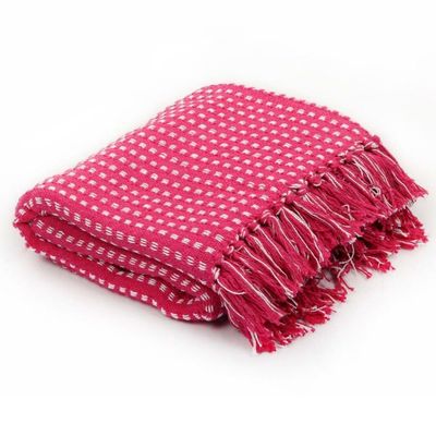 vidaXL Pledd bomull rutetmønster 160x210 cm rosa