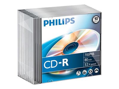 Philips - 10 x CD-R - 700 MB (80 min) 52x - smalt cover