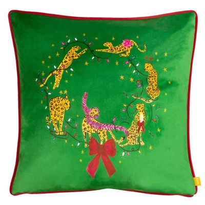 Furn Purrfect Velvet Leaping Leopards Cushion Cover
