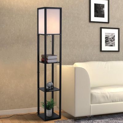 Rootz golvlampa - svart - konstruerat trä, tyg - 10,23 cm x 10,23 cm x 62,99 cm