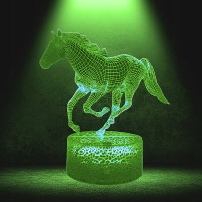 Natbordslampe til børn Hest Hest 16 LED 3D + fjernbetjening