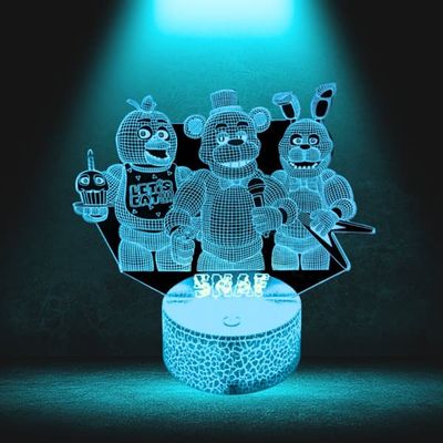 FNAF Five Nights at Freddy's LED-natlampe til børn + fjernbetjening