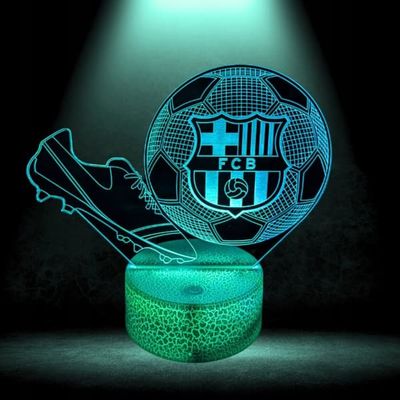 Natbordslampe til børn FC Barcelona Fodbold 16 LED 3D + Fjernbetjening