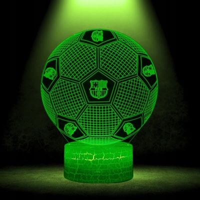 Natbordslampe til børn FC Barcelona Fodbold HERB 16 LED 3D + Fjernbetjening