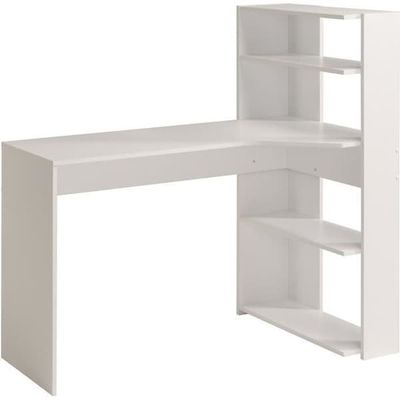 JUNI Modernt hörnskrivbord med vit dekor - L 122 cm