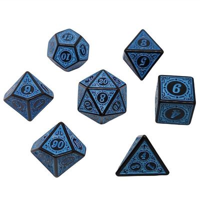 7x terninger for Dungeons & Dragons (DnD) - Blå