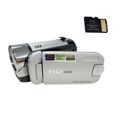 INF 16MP HD Digitalkamera Videokamera med Minnekort - 1080p, 16x Zoom Sølv
