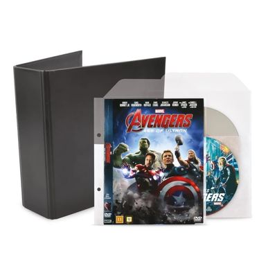 DVD-sampak - 50 dobbelte DVD lommer med filt, 2 DVD mapper