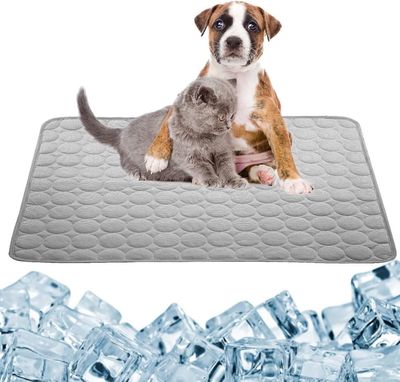 Lollanda Kylmatta för Hund & Katt, Kylmatta för husdjur, Kyldyna som svalkar, kylmatta för katt och små hundar – Självkylande, Blå/Grå