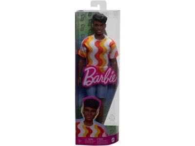 Barbie Lalka Fashionistas Ken T-skjorte biało-pomarańczowe fale HRH23 MATTEL