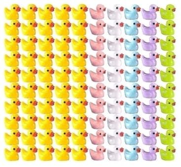 200 stk Tiny Ducks Sett 6 Color Dekorasjon Realistisk form Slitesterk harpiks Bedårende Ender til Julebursdagsfest Barnas dag 100 stk