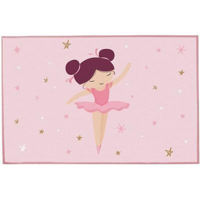 Matta - FUN HOUSE - Ballerina Dancer - 120 x 80 cm - Rosa - Rektangulär - Barn