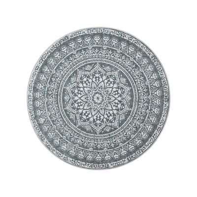 Rootz Boho Style Rund matta - Antracitgrå matta - Polyesterfilt TPR - Lätt - 120 cm Diameter