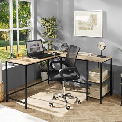 Skrivebord Hamilton 138x138x75,5cm - Industrielt lyst træ, egetræ Sonoma