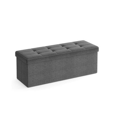 Songmics bänk med förvaringsutrymme, sittbänk, förvaringslåda, vikbar, max statisk lastkapacitet 300 kg, med metallgaller, 120 L, 110 x 38 x 38 cm, l