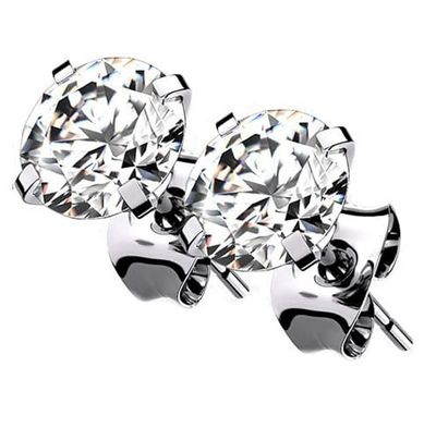 Titaanikorvakorut valkoisella zirkonia - KU-053 2 mm