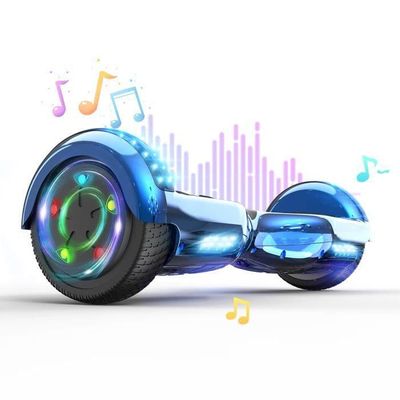 6,5 tums hoverboard med Bluetooth och LED - RCB - Perfekt present till barn Blue Chrome