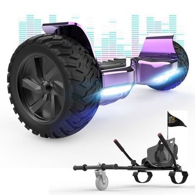 Hoverboard RCB 8.5 Tum Elektrisk Scooter All Terrain Gyropod Hummer Bluetooth LED + Hoverkart Karting Justerbar Lila&Svart