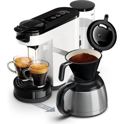 Kaffemaskin 2 i 1 Senseo Switch Philips HD6592/05, 2 i 1 med filter och pod, isolerade verser, Crema Plus