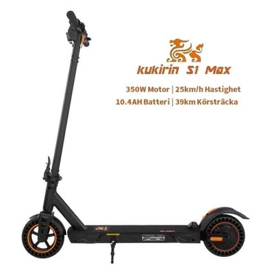 Kukirin S1 Max 350W/10.4AH elektrisk skoter, 25km/h och 39km räckvidd, 8" däck, lättviktsdesign (16kg), hopfällbar med en knapptryckning