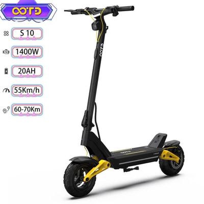 OOTD S10 1400W elektrisk scooter, 20AH batteri, op til 55 km/t, 60-70 timers batterilevetid, støddæmpere foran og bagpå