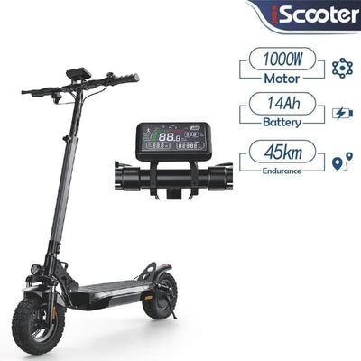 iScooter W9 elscooter, 1000W motor, 48V 14Ah batteri, 10 tums däck, toppfart 40 km/h, räckvidd 45 km, fällbar
