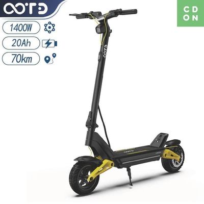 OOTD S10 elektrisk skoter, 1400W motor, 10 tums däck, 48V 20AH batteri, 55 km/h maxhastighet, 60-70 km räckvidd, skivbroms, med klocka