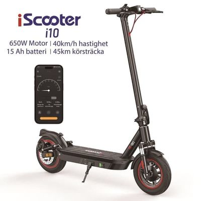 iScooter i10 42V 15Ah Batteri 650W Motor 10 tum Pneumatiska däck Maximal räckvidd 45 km Hastighet 40 km/h Escooter APP