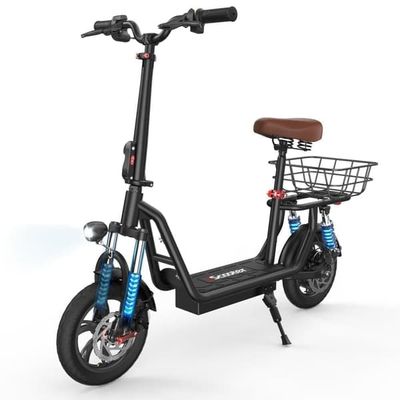 E-Scooter iScooter i12 Commuter 500W Motor Inbyggd Säte 35km Räckvidd 120kg Cargo 12" Däck Svart