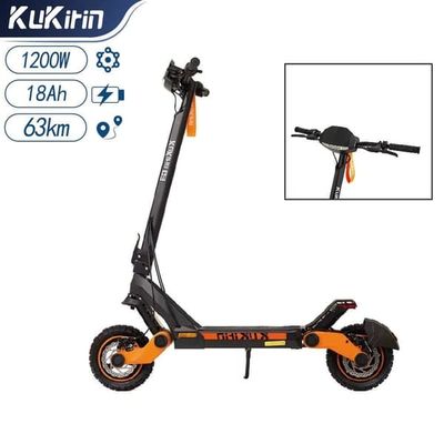 Kukirin G3 1200W 10" dæk, 18,2AH elektrisk scooter, smart touchskærm, 50 km/t og 63 km rækkevidde, letvægtsdesign (27 kg)
