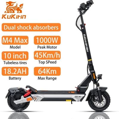 KuKirin M4 Max elsparkcykel för vuxna, 800W motor, 18,2Ah batteri, 45 km/h, 64 km räckvidd, hopfällbar