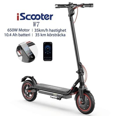 iScooter W7 hopfällbar elektrisk skoter för vuxna E-scooter 35KM/h elektrisk skoter 650W skateboards 42V motor 10,5Ah skoter