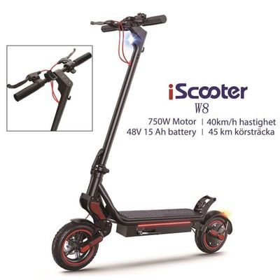 iScooter W8 hopfällbar E-scooter 48V 14Ah batteri 750W motor 9,3 tums däck toppfart 40 km / h räckvidd 35-40 km med APP-kontroll ingen logotyp