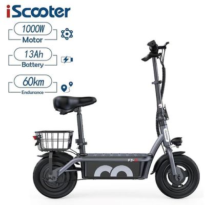 Elektrisk skoter iScooter F3, räckvidd 55-60km, 1000W motor, 48V 13Ah batteri, svart