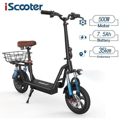 Elektrisk skoter iScooter i12, motor 36V 7,5Ah batteri 500 motor, 25km/h, 12 tums däck