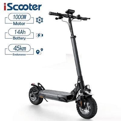 iScooter W9 elektrisk skoter, 1000W motor, 48V 14Ah batteri, 10 tums däck, räckvidd 45km, topphastighet 40km/h, hopfällbar
