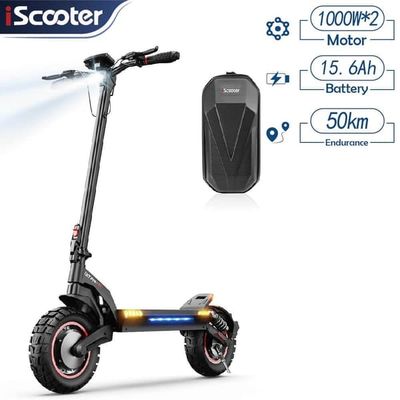 Elscooter iScooter iX7 Pro, maxhastighet 60 km/h, räckvidd 50 km, 2x1000W borstlös motor, 48V 17,5Ah batteri