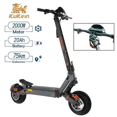 Kukirin G4 70km/h och 75km räckvidd, 2000W 20AH, 11" terrängdäck, 6-lätt säkerhetssystem elektrisk skoter