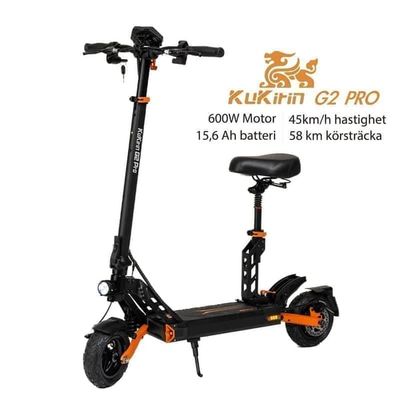 Kukirin G2 Pro 600W 15.6AH, 9" däck, 45km/h och 58km räckvidd, 6-lätt säkerhetssystem elektrisk skoter