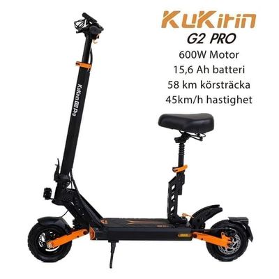 Kukirin G2 Pro Electric Scooter Räckvidd 58km, 600W Motor 15.6AH, Hastighet 45km/h, 9-tums däck