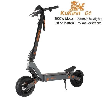 Kukirin G4 2000W 20AH, 6-lätt säkerhetssystem, 70km/h och 75km räckvidd, 11" däck elektrisk skoter