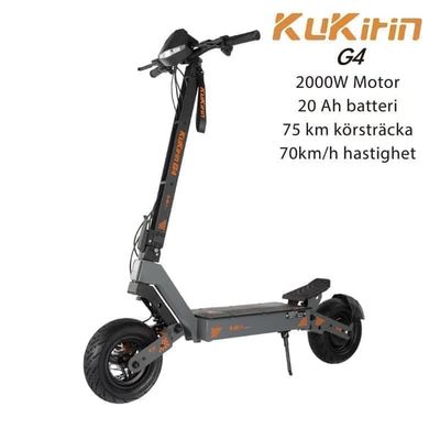 Kukirin G4 Electric Scooter 2000W 20AH, justerbar teleskopstång, 70km/h och 75 km räckvidd, 11" däck