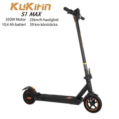 KuKirin S1 Max hopfällbar elektrisk skoter 350W motor, 36V 10.4AH batteri, topphastighet 30 km / h, 8 tums däck, räckvidd 39 km