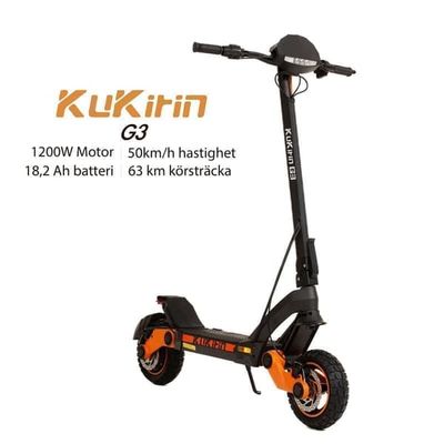 Kukirin G3 1200W motor 18AH, räckvidd 63 km, hastighet 50 km/h, 10-tums däck, IP54 vattenskoter