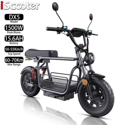 iScooter DX5 elsparkcykel, 1500W motor, 15,6Ah batteri, 60-70 km räckvidd, 50-55 km/h maxhastighet, med NFC och Bluetooth-högtalare
